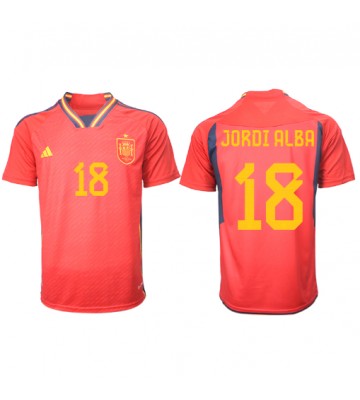 Hiszpania Jordi Alba #18 Koszulka Podstawowych MŚ 2022 Krótki Rękaw